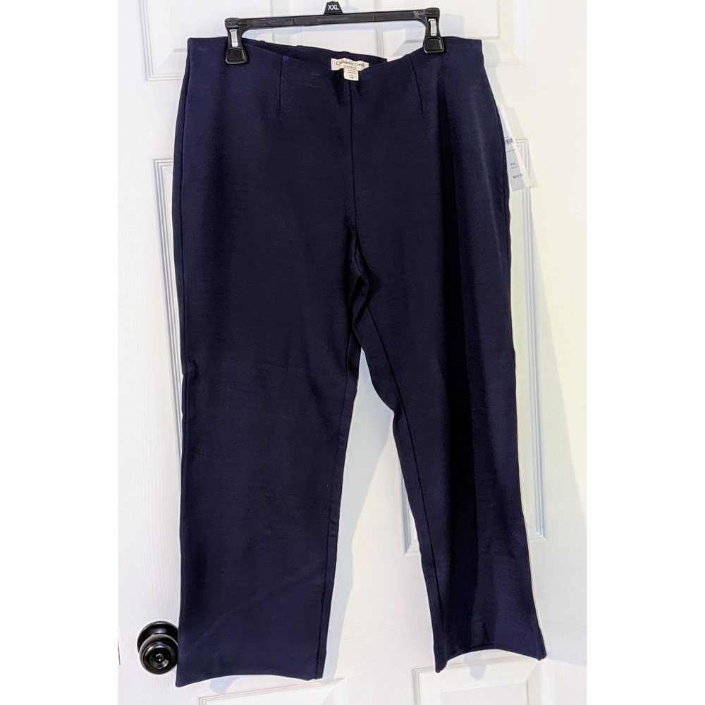 Coldwater Creek Classic Fit Pull On Straight Leg Pants Plus Size PXL 16 Navy NWT